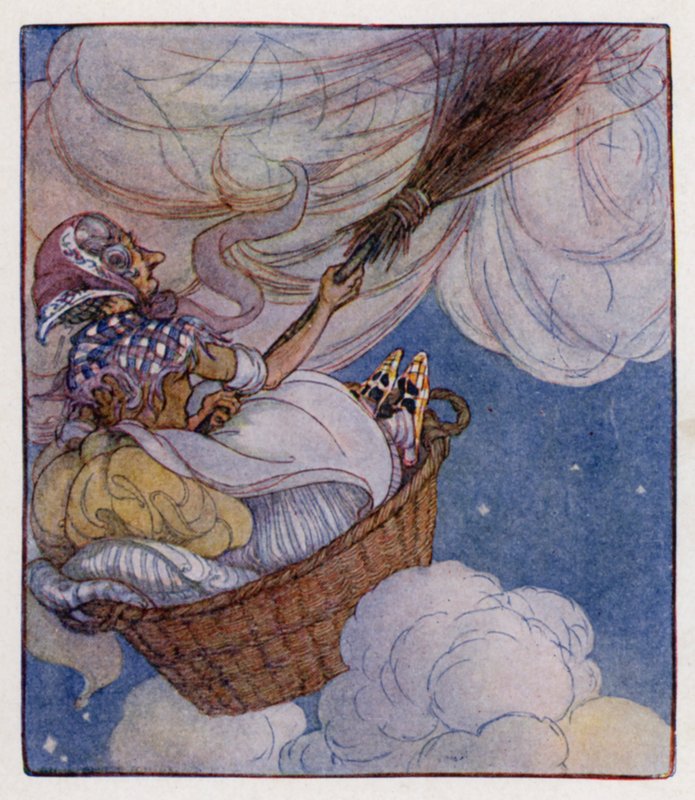 Barnerim: There Was An Old Woman (farge litho) av Anne (after) Anderson