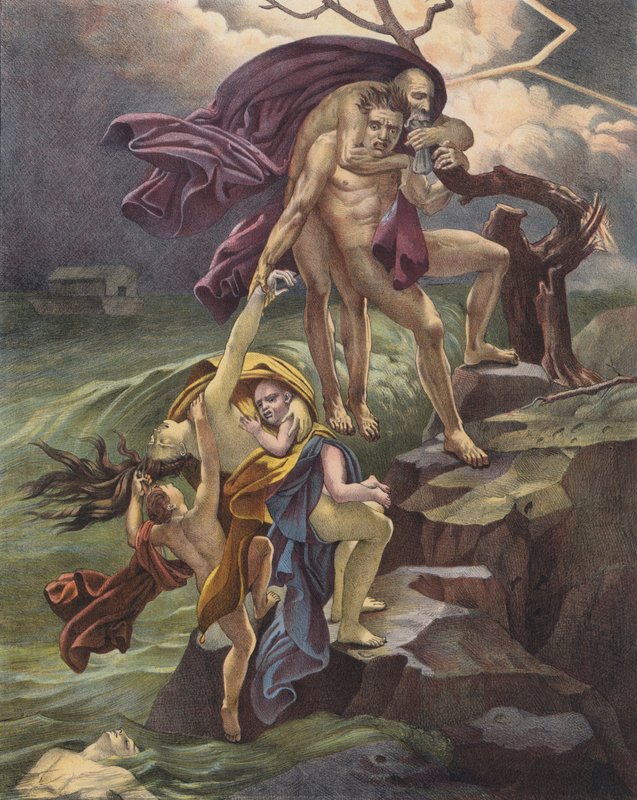 The Deluge (farge litho) av Anne Louis (after) Girodet de Roucy Trioson
