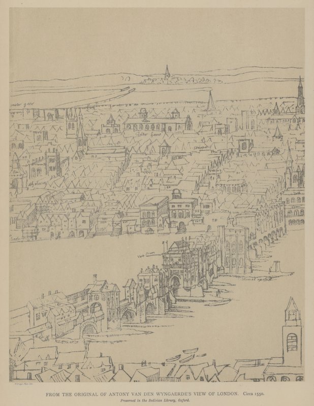 Utsikt over London, c1550 av Anthonis van den Wyngaerde