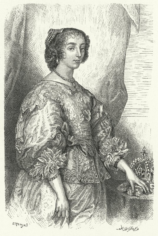 Henrietta Maria av Frankrike, dronningkonsort av Charles I av England, Skottland og Irland (gravering) av Anthony van (after) Dyck