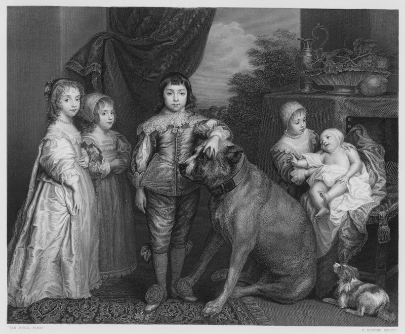 Familien til Charles 1, fra bildet i Royal Collection (gravering) av Anthony van (after) Dyck