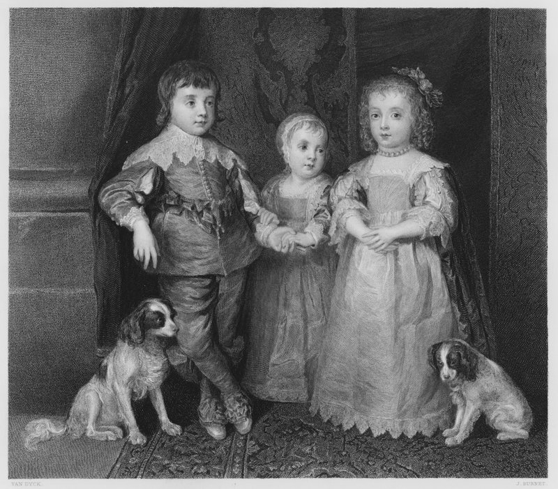 The Three Children of Charles 1st, fra bildet i Royal Collection (gravering) av Anthony van (after) Dyck