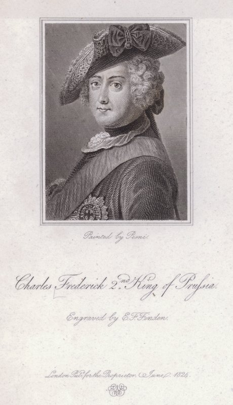 Fredrik den store, konge av Preussen (gravering) av Antoine Pesne