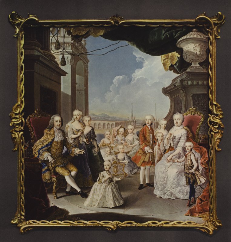 Keiserinne Maria Theresa og hennes familie på terrassen til Schönbrunn-palasset av Antonio Bencini