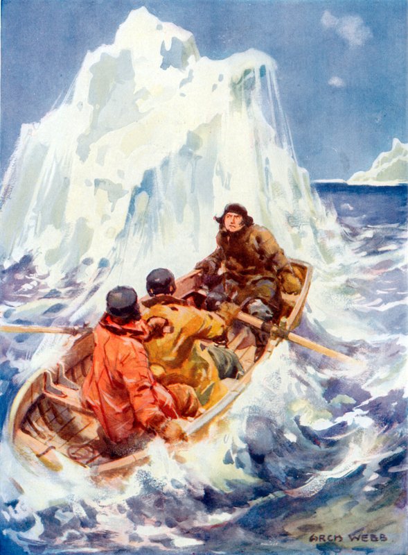 John Franklin er vitne til opprettelsen av et isfjell (farge litho) av Archibald Webb