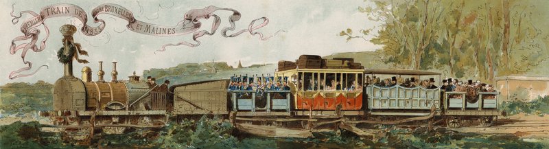 Første tog fra Brussel til Mechelen, Belgia, 1835 av Armand Jean Heins
