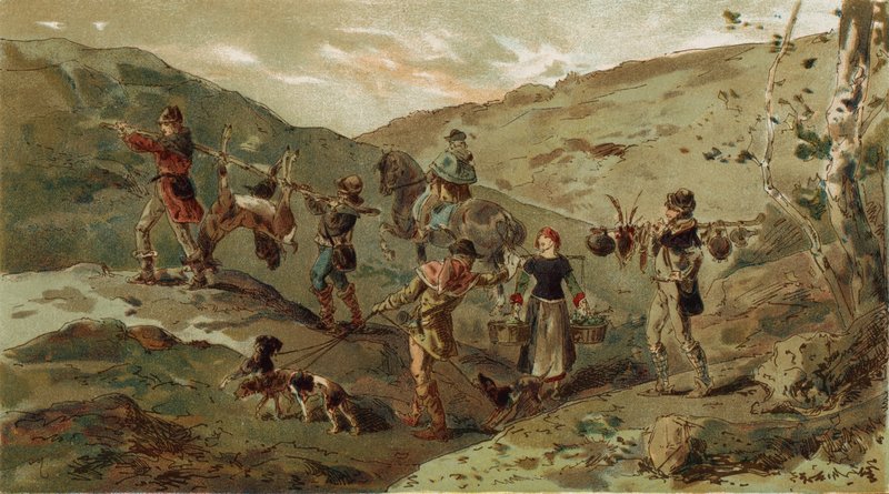 Jaktselskap og bærere, 1200-tallet av Armand Jean Heins