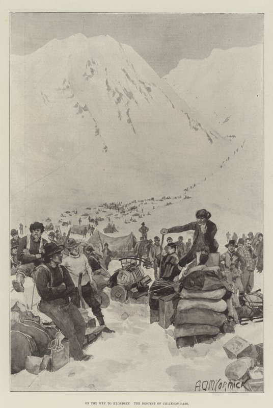 På vei til Klondike, nedstigningen til Chilkoot-passet av Arthur David McCormick