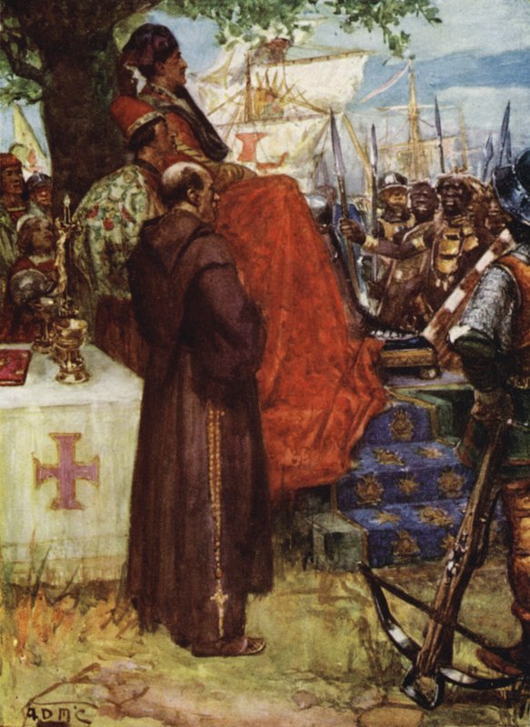 DAzambuja mottar den innfødte sjefen på Elmina av Arthur David McCormick