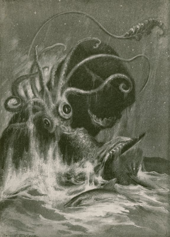 Kraken mot Sperm Whale av Arthur Twidle