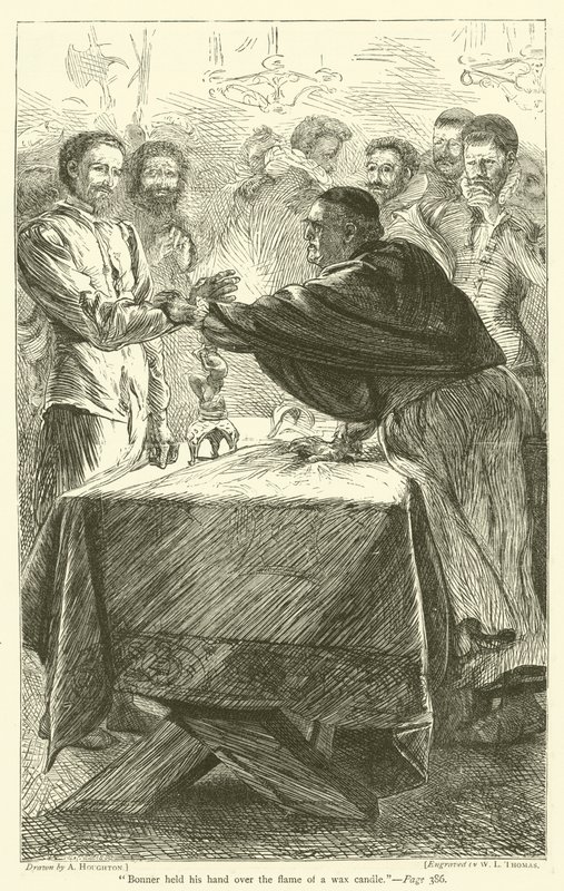 Bonner holdt hånden over flammen til et vokslys av Arthur Boyd Houghton
