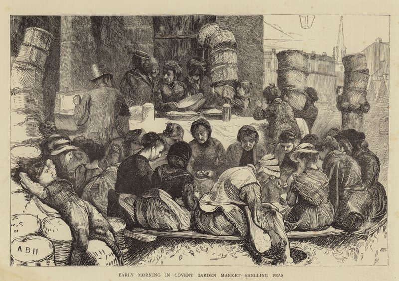 Tidlig morgen i Covent Garden Market, beskyt erter av Arthur Boyd Houghton