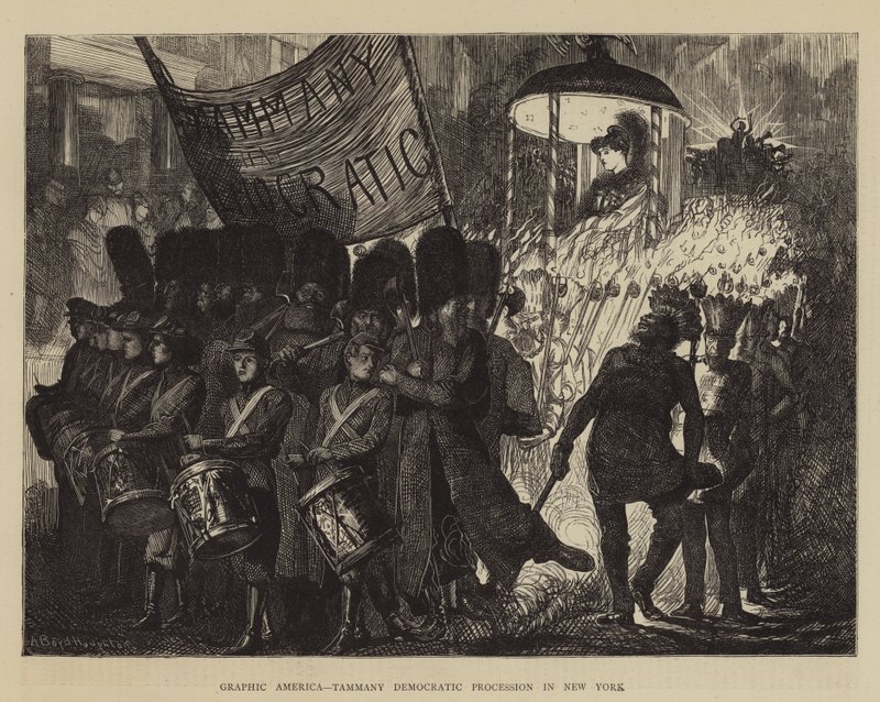 Graphic America, Tammany demokratiske prosesjon i New York av Arthur Boyd Houghton