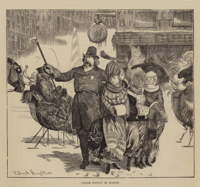 Graphic America, the Shakers, Police Convoy i Boston av Arthur Boyd Houghton