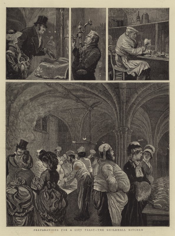Forberedelser til en byfest, Guildhall Kitchen av Arthur Boyd Houghton