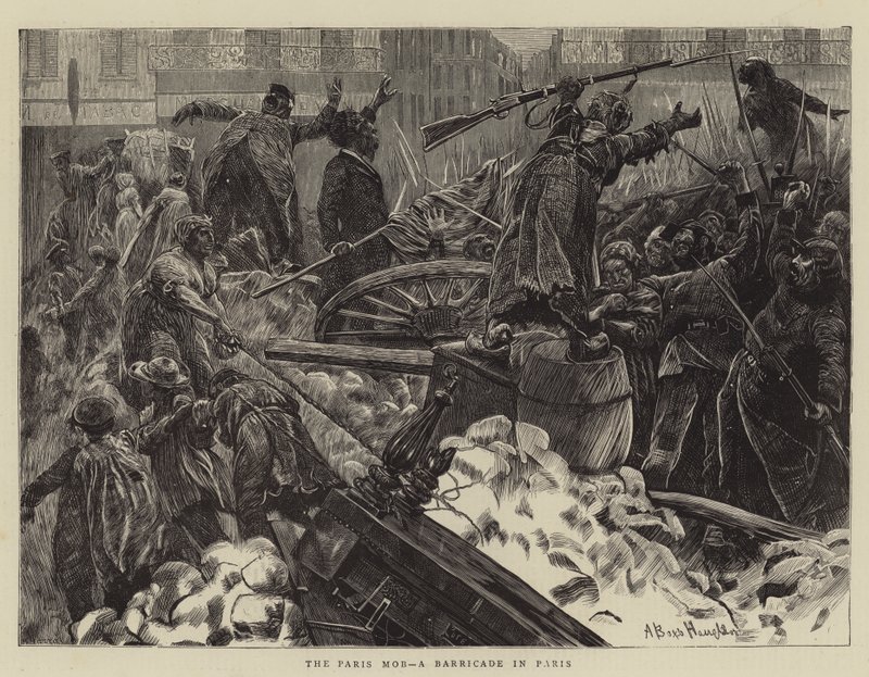 Paris Mob, en barrikade i Paris av Arthur Boyd Houghton