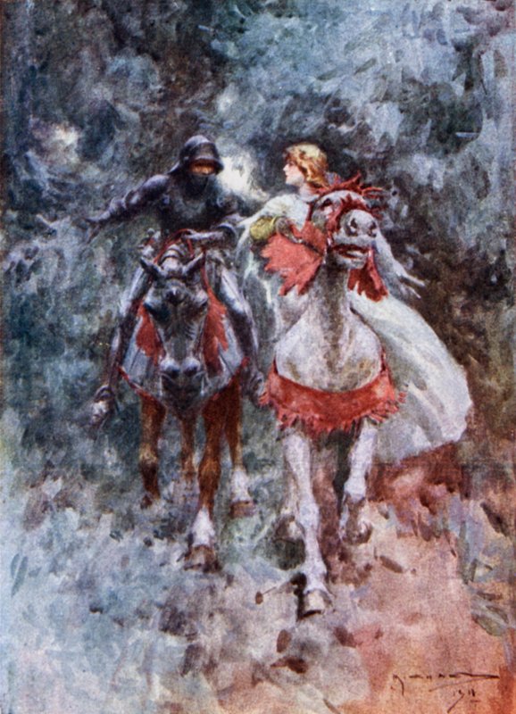 The Knight And The Lorelei (farge litho) av Arthur C. (after) Michael