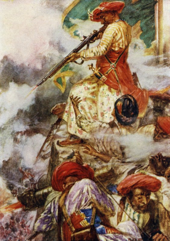 Tipu selv sto og skjøt kjølig mot sine fremrykkende fiender av Arthur David McCormick