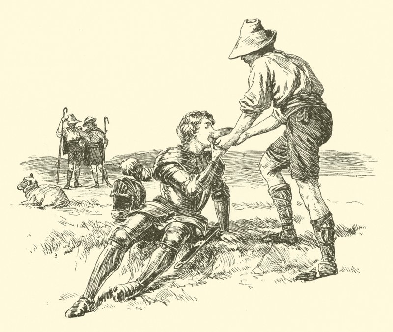 Sir Calidore, Knight Of Courtesy, The Quest Of The Blatant Beast (gravering) av Arthur George Walker