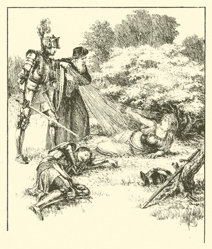 Sir Guyon, The Bower of Bliss (gravering) av Arthur George Walker