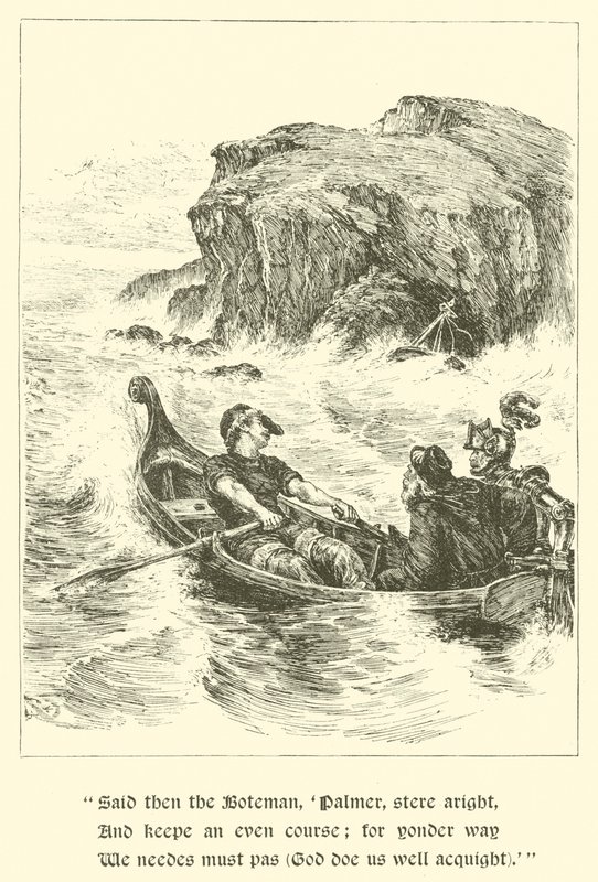 Sir Guyon, The Rock of Reproach (gravering) av Arthur George Walker