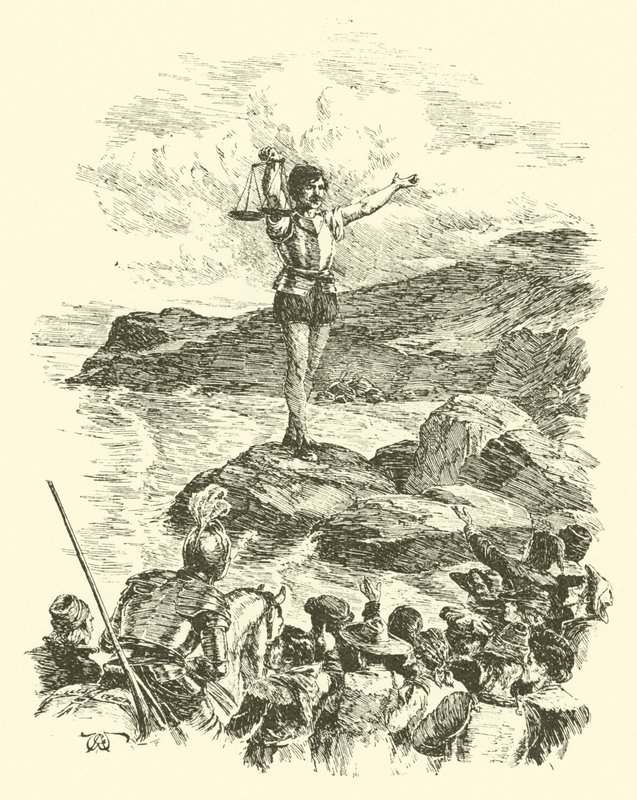 The Adventures Of Sir Artegall, The Giant With The Scales (engraving) av Arthur George Walker