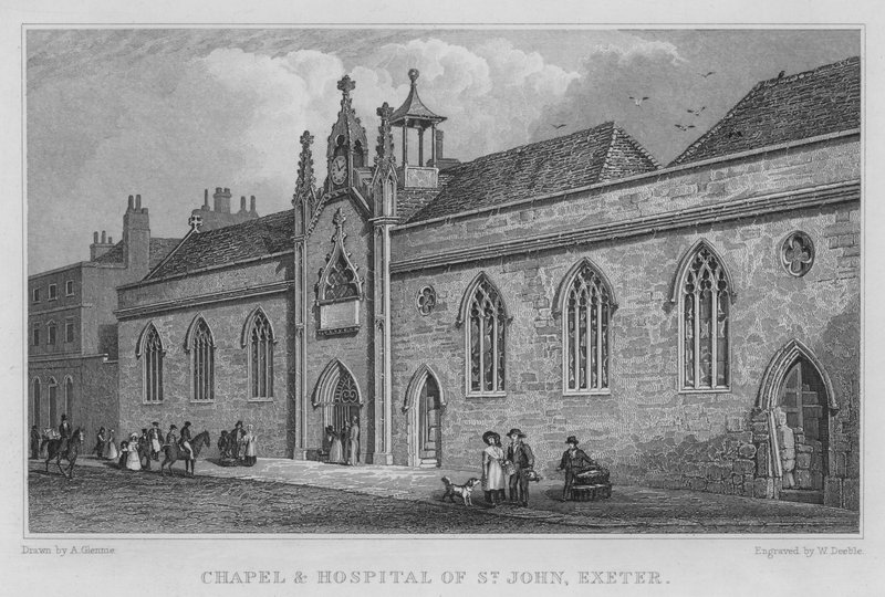 Chapel and Hospital of St John, Exeter (gravering) av Arthur Glennie
