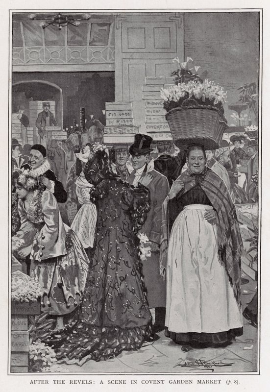 Etter festene - en scene i Covent Garden Market av Arthur Herbert Buckland