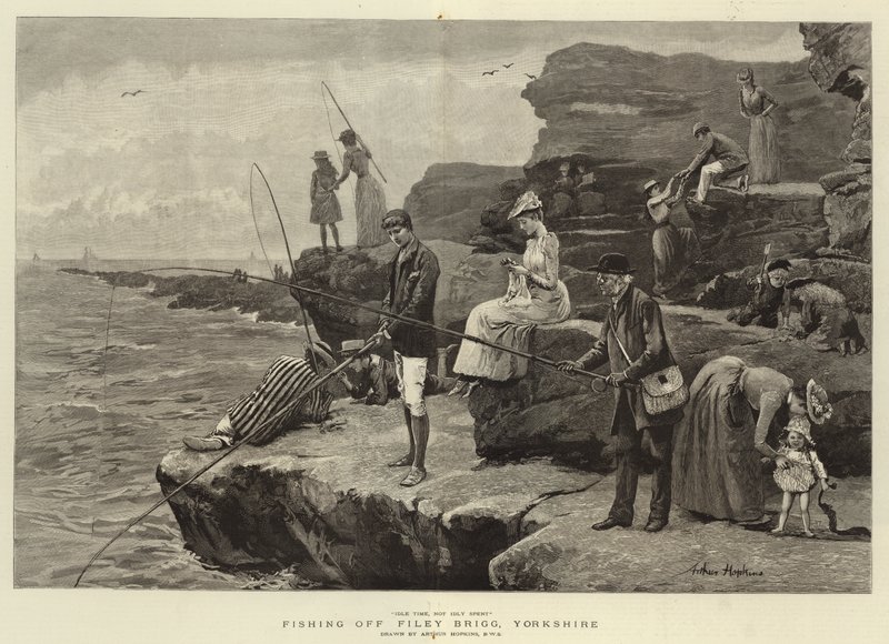 Fiske utenfor Filey Brigg, Yorkshire av Arthur Hopkins