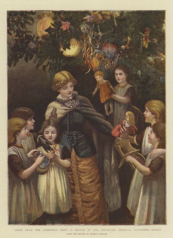 Frukt fra juletreet, en skisse på Foundling Hospital, Guildford Street (chromolitho) av Arthur Hopkins