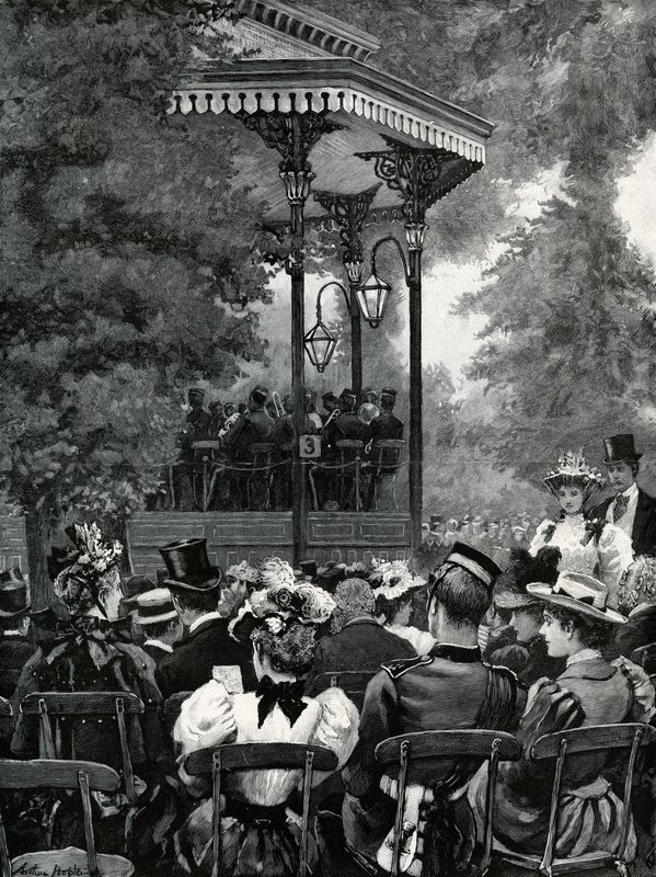 Friluftsmusikk i London: Lytte til militærbandet i Hyde Park av Arthur Hopkins
