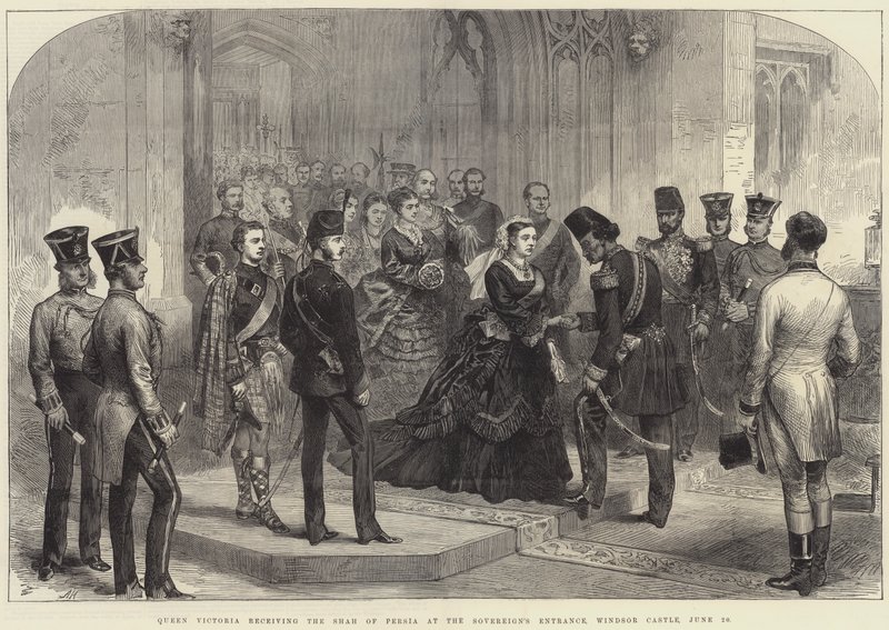 Dronning Victoria mottar sjahen av Persia ved Sovereign