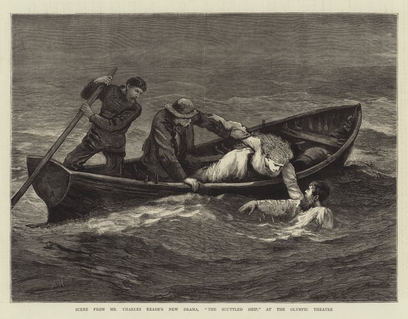 Scene fra Mr Charles Reades nye drama, The Scuttled Ship, på Olympic Theatre av Arthur Hopkins
