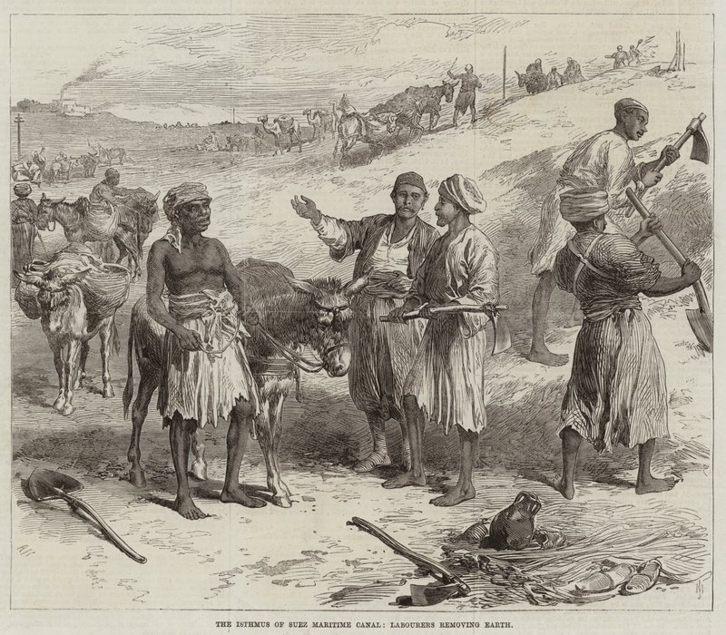 Isthmus of Suez Maritime Canal, arbeidere som fjerner jorden av Arthur Hopkins