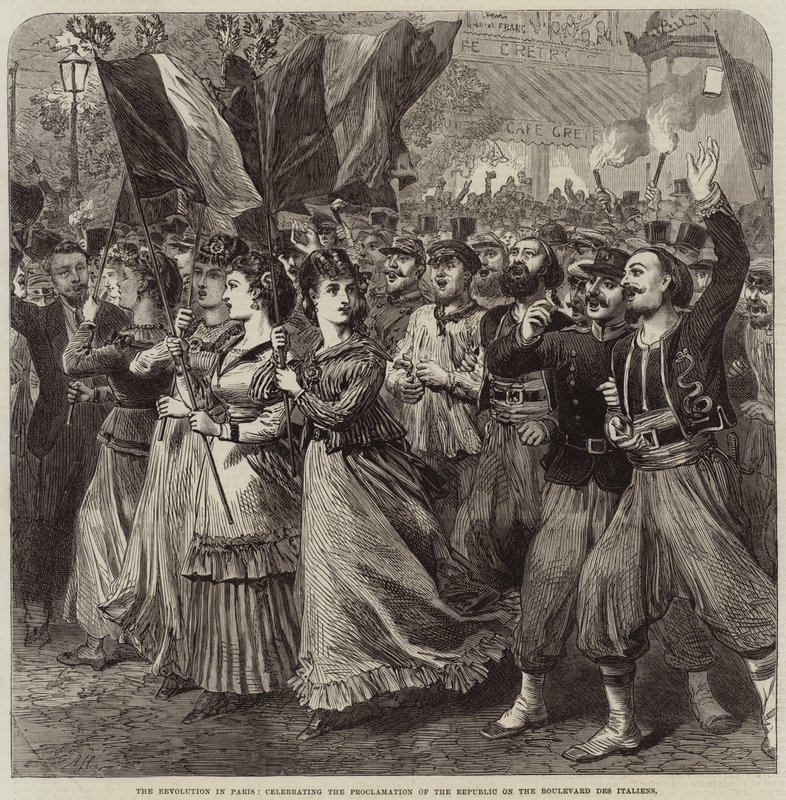Revolusjonen i Paris, feiring av proklamasjonen av republikken på Boulevard des Italiens av Arthur Hopkins