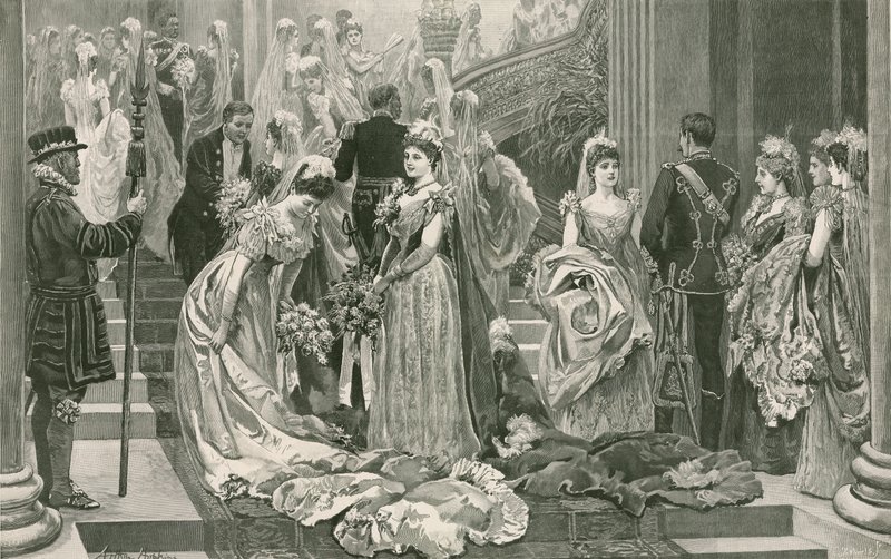 Sesongens første tegnestue, ved foten av den store trappen på Buckingham Palace av Arthur Hopkins