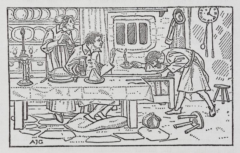HC Andersen: Store Claus og Lille Claus (litho) av Arthur Joseph Gaskin