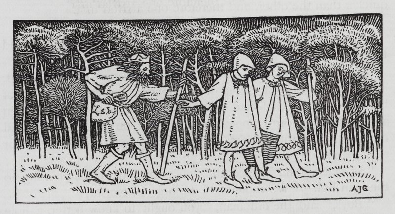 Hans Christian Andersen: The Elfin Hill (litho) av Arthur Joseph Gaskin