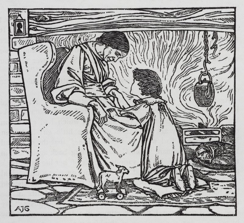 HC Andersen: Piken som tråkket på brødet (litho) av Arthur Joseph Gaskin