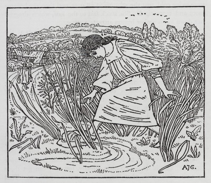 HC Andersen: Piken som tråkket på brødet (litho) av Arthur Joseph Gaskin