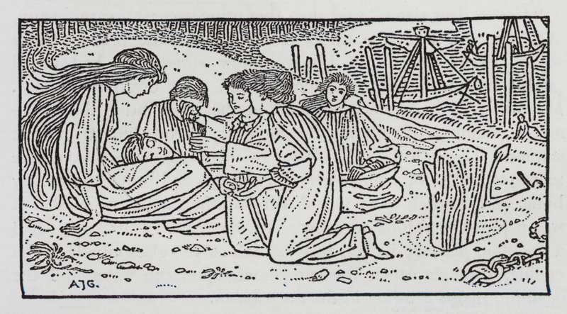 HC Andersen: Den lille havfruen (litho) av Arthur Joseph Gaskin