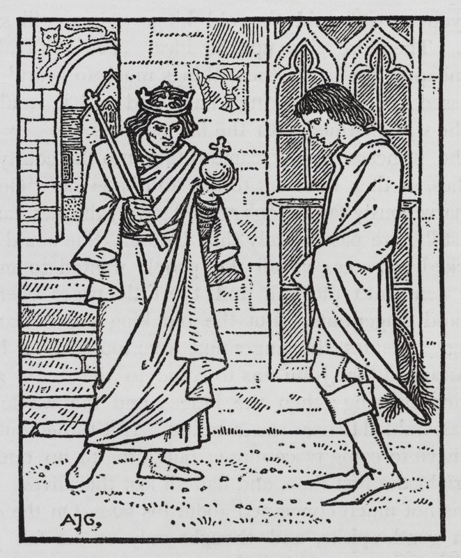 Hans Christian Andersen: Reisefølget (litho) av Arthur Joseph Gaskin
