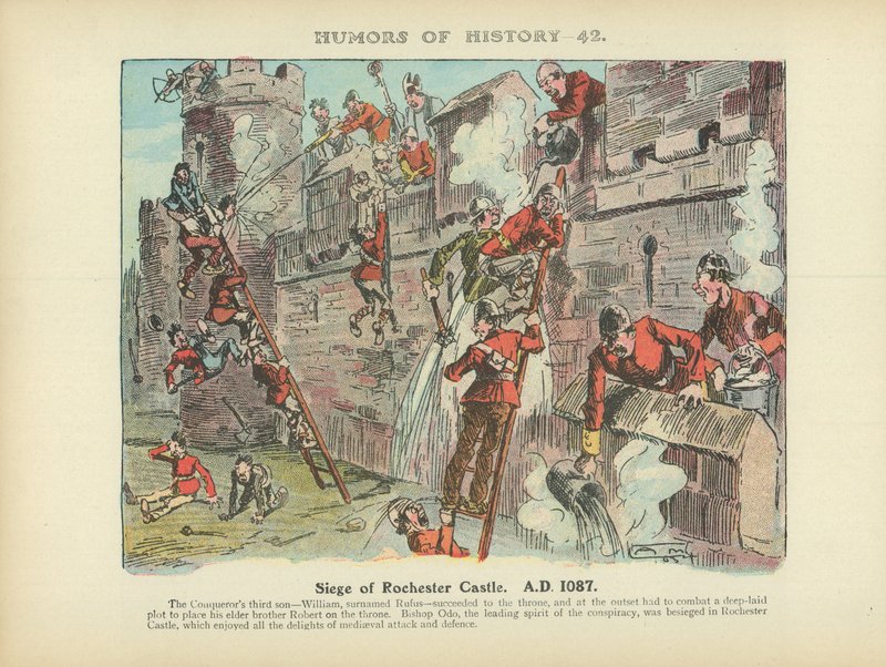 Beleiringen av Rochester Castle. 1087 e.Kr. (fargelitografi) av Arthur Moreland