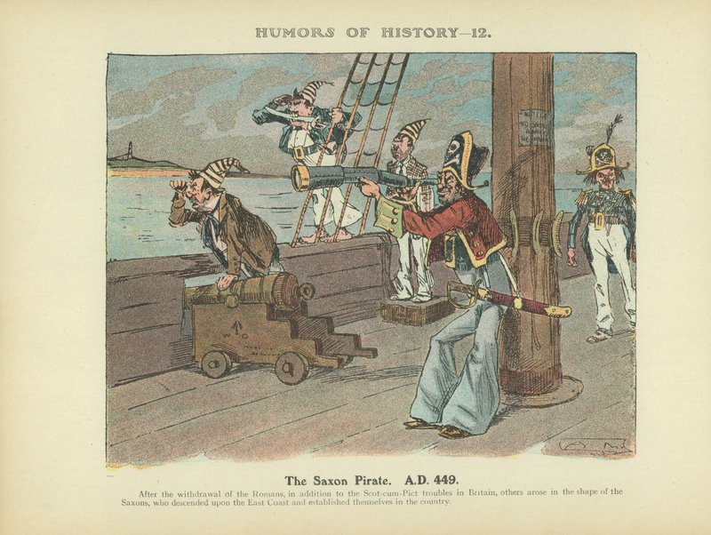 Den saksiske piraten. 449 e.Kr. (fargelitografi) av Arthur Moreland