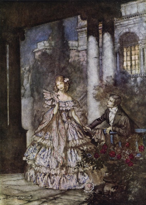 Annonse for Colgates Cashmere Bouquet-såpe, vinner av en pris fra Art Directors" Club of New York på deres utstilling for reklamekunst i 1924 av Arthur Rackham