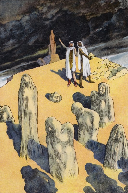 Prometheus skaper mennesket av leire (farge litho) av Artus Scheiner