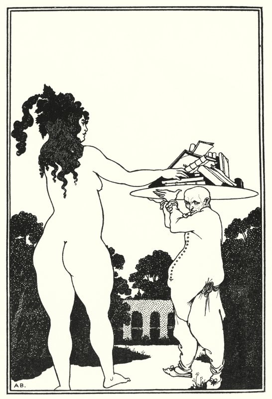 Aubrey Beardsleys bokplate (gravering) av Aubrey (after) Beardsley