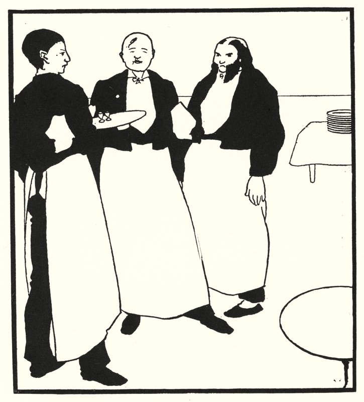 Cafe Boys (gravering) av Aubrey (after) Beardsley