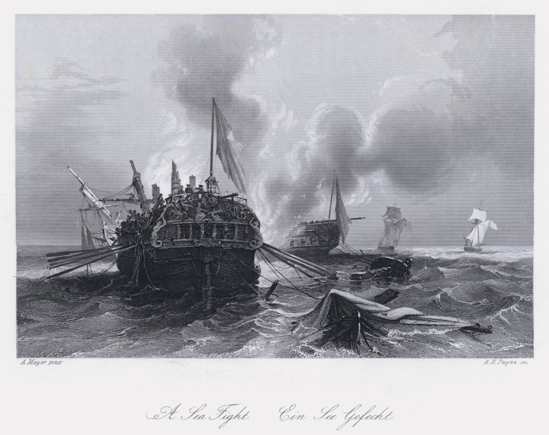 En sjøkamp (gravering) av Auguste Etienne Francois Mayer