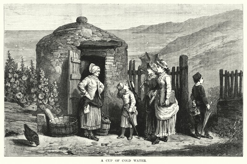 En kopp kaldt vann (gravering) av Auguste Francois (after) Laby